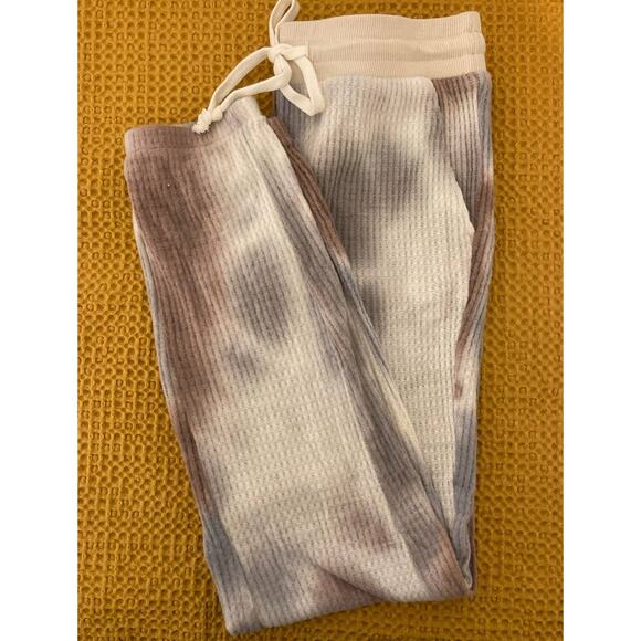 Melloday Women Brushed Waffle Tie Dye Jogger Pants Medium Grey Combo NWT Pockets - Picture 5 of 8